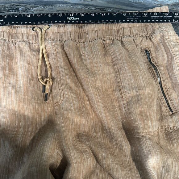 Athleta Womens Pants 26 Linen Textured Wide Leg Brown Pockets Beach Coastal - Picture 11 of 14